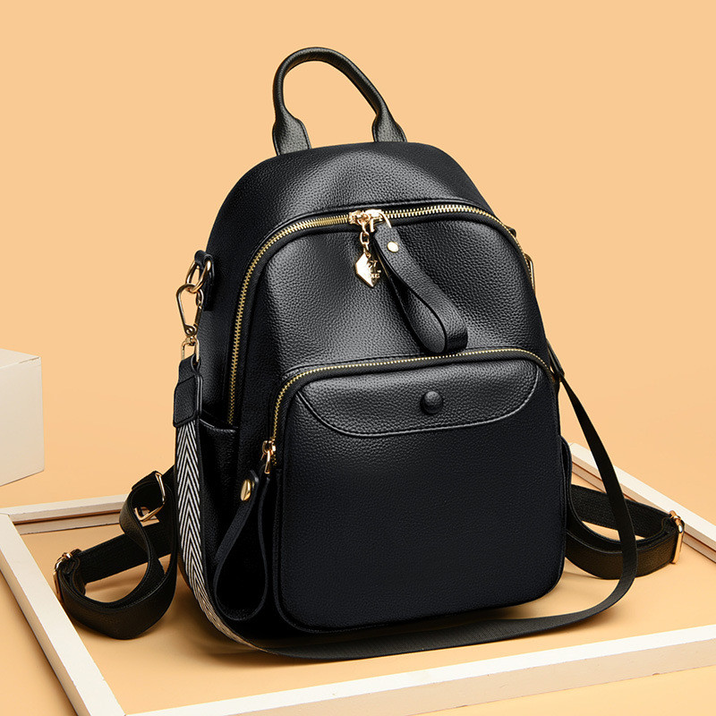 Women's Fashion Leather Zipper Backpack