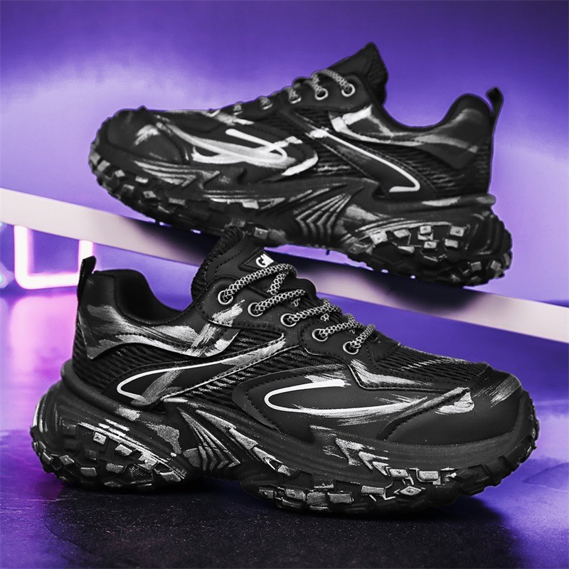 Men's Women's Fashion Leather Chunky Sneakers