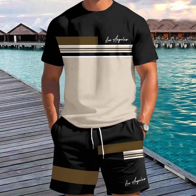 Men's Fashion Summer Cotton T-shirt Sets