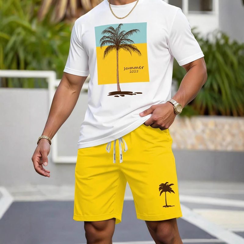 Men's Fashion Summer Cotton T-shirt Shorts Sets