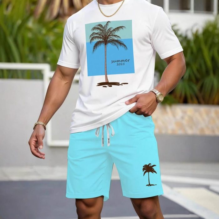 Men's Fashion Summer Cotton T-shirt Shorts Sets