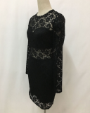 Long Sleeves Black Lace Dress LX-8568