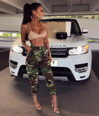 Camouflage Print Pocket Belted Long Pants LSL-6114