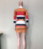 Sexy Striped Front Zipper Mini Dresses OD-8212