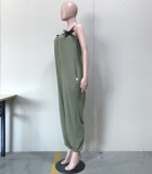 Plus Size Sexy Loose Bow Straps Pockets Jumpsuit OD-8169