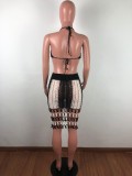 Sexy Knitting Haler Hollow Out Two Piece Skirt Set OSM-4072