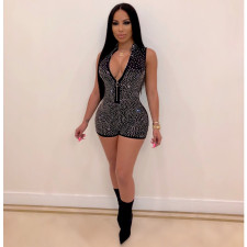 Sexy Rhinestone Sleeveless Skinny Playsuit NK-8357