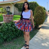 Fashion Printed Mini Pleated Skirt WSM-5089