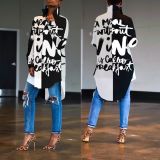 Letter Print Full Sleeve Irregular Long Style Shirts ORY-5089