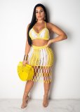 Sexy Knitting Haler Hollow Out Two Piece Skirt Set OSM-4072