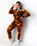 Camouflage Print Patchwork Casual Two Piece Sets LA-3135