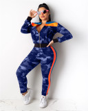 Camouflage Print Patchwork Casual Two Piece Sets LA-3135