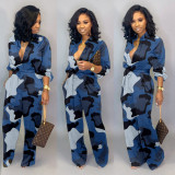 Plus Size Camouflage Print Wide Leg Jumpsuit LDS-3181