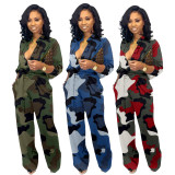 Plus Size Camouflage Print Wide Leg Jumpsuit LDS-3181