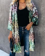 Casual Seuqined Flare Sleeve Long Coats TR-981