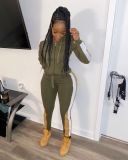 Plus Size Casual Hooded Zipper Two Piece Sets BLX-7340