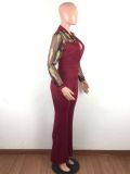 Sexy Mesh Patchwork Buttons One Piece Jumpsuits LA-3161