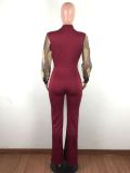 Sexy Mesh Patchwork Buttons One Piece Jumpsuits LA-3161