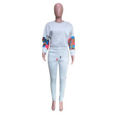 Plus Size Casual Patchwork Two Piece Pants Set ORY-5144