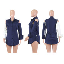 Plus Size Full Sleeve Turndown Collar Blouse Shirt NIK-086