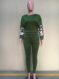Plus Size Casual Patchwork Two Piece Pants Set ORY-5144