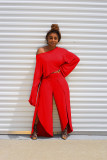 Solid Long Sleeve Wide Leg Pants Two Piece Sets NK-8524