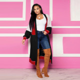 Contrast Color Full Sleeve Long Cardigan Coat WSM-5126