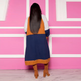 Contrast Color Full Sleeve Long Cardigan Coat WSM-5126
