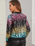 Colorful Sequin Zipper Short Jacket Coat TR-2006