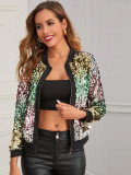 Colorful Sequin Zipper Short Jacket Coat TR-2006