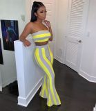 Stripe Tube Top Two Piece Pant Set HMS-5253
