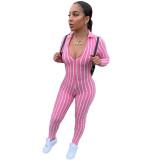 Sexy V Neck Long Sleeve Bodycon Jumpsuit LUO-3051