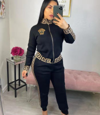 Casual Long Sleeve Zipper Two Piece Pants Set MDF-5115