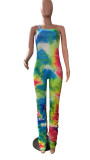 Tie Dye Print Ruched Spaghetti Strap Jumpsuit CHY-1218