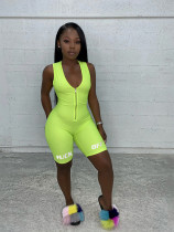 Casual Sports Sleeveless Zipper Playsuits LUO-3053