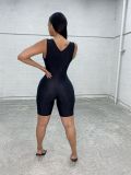 Solid Sleeveless Zipper Bodycon Playsuit LUO-3052