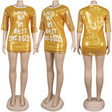 Sexy Letter Sequin Dress SFY-068