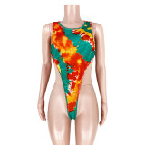 Tie Dye Print Bodysuit And Pants 2 Piece Sets ASL-6255
