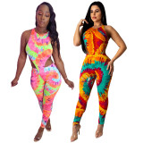 Tie Dye Print Bodysuit And Pants 2 Piece Sets ASL-6255