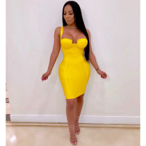 Solid Color Sling Sleeveless Dress CHY-1113