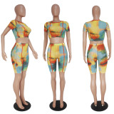 Tie Dye Printed Mesh Perspective 2 Piece Sets SHD-9111