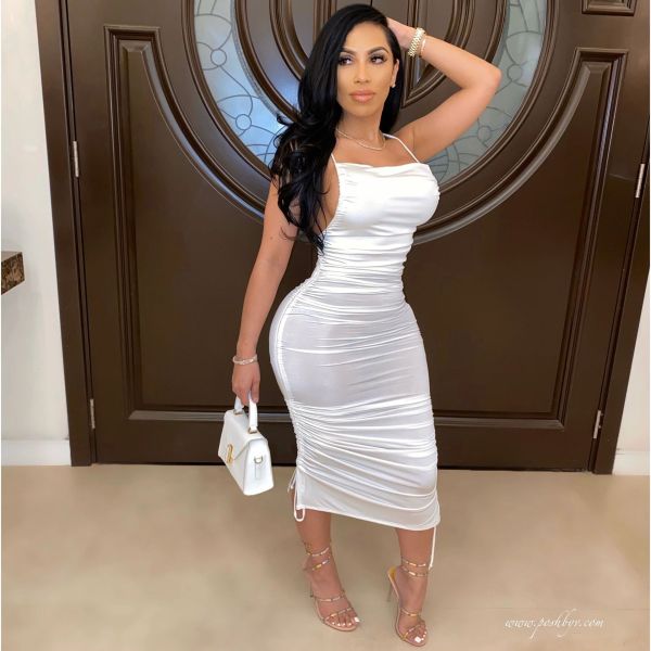 Sexy Solid Spaghetti Strap Bodycon Long Dress SFY-008-1