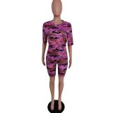 Camo Print Casual Two Piece Shorts Set MEM-8270