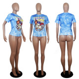 Cartoon Print Short Sleeve O Neck T Shirts SHD-D9232