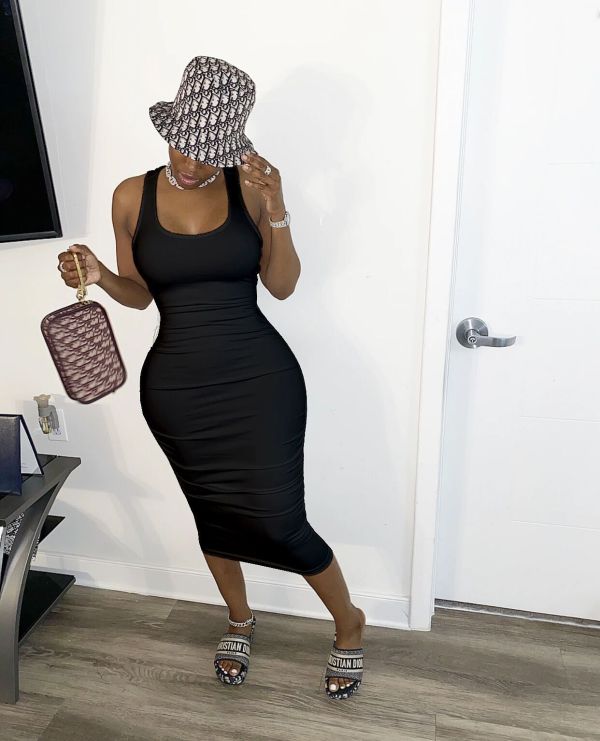 Solid Sleeveless Backless Lace Up Midi Dress ORY-5151