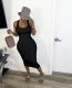 Solid Sleeveless Backless Lace Up Midi Dress ORY-5151