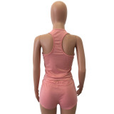 Solid Sleeveless Summer Two Piece Shorts Suit TE-3147-1