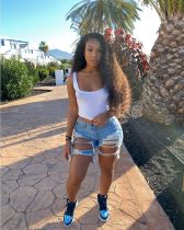 Sexy Hole Fringed Jeans Shorts HMS-5309