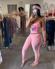 Lips Print Cami Top Stacked Pants 2 Piece Sets CHY-1228