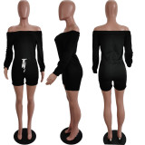 Plus Size Solid Slash Neck One Piece Rompers LUO-3061